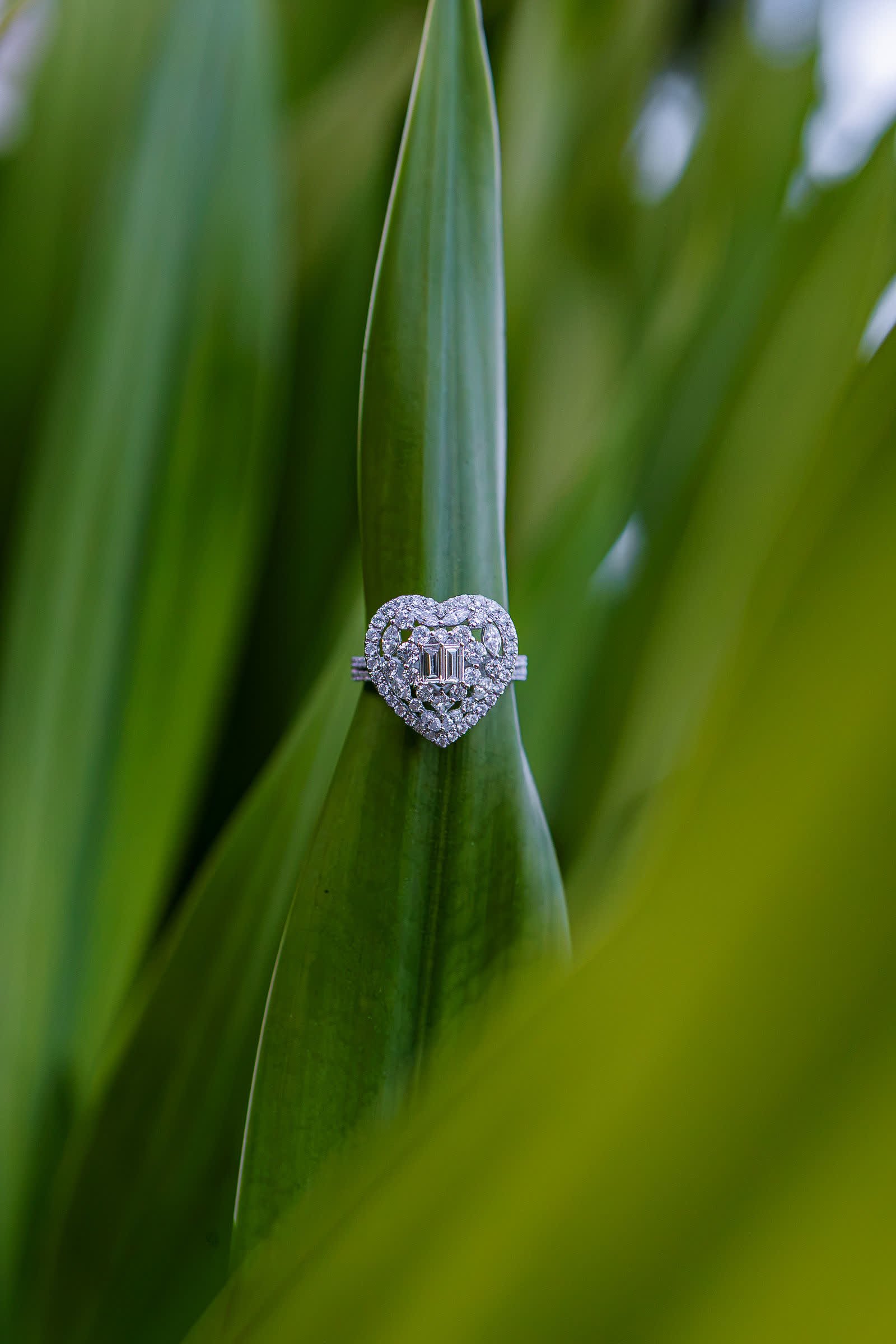 Venice Ring — A heart built from baguette and brilliant diamonds.